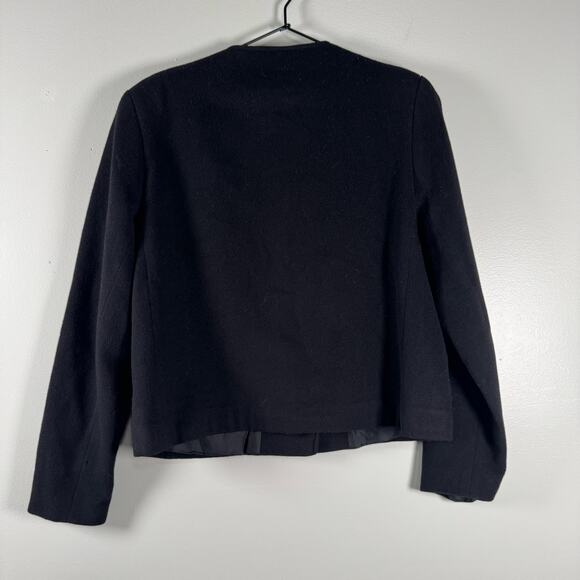 Avoca Women's Black Pure Wool Button Front Lined Pockets Blazer Jacket Size 12 - Picture 3 of 9